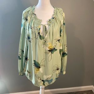 A new day | sea foam green flower long sleeve blouse